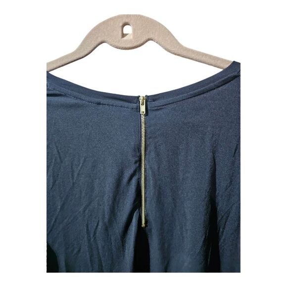 CHICO'S Black 3/4 Sleeve Back‎ Zipper Hi Low Hem Top Shirt - Size 3 - Picture 5 of 8